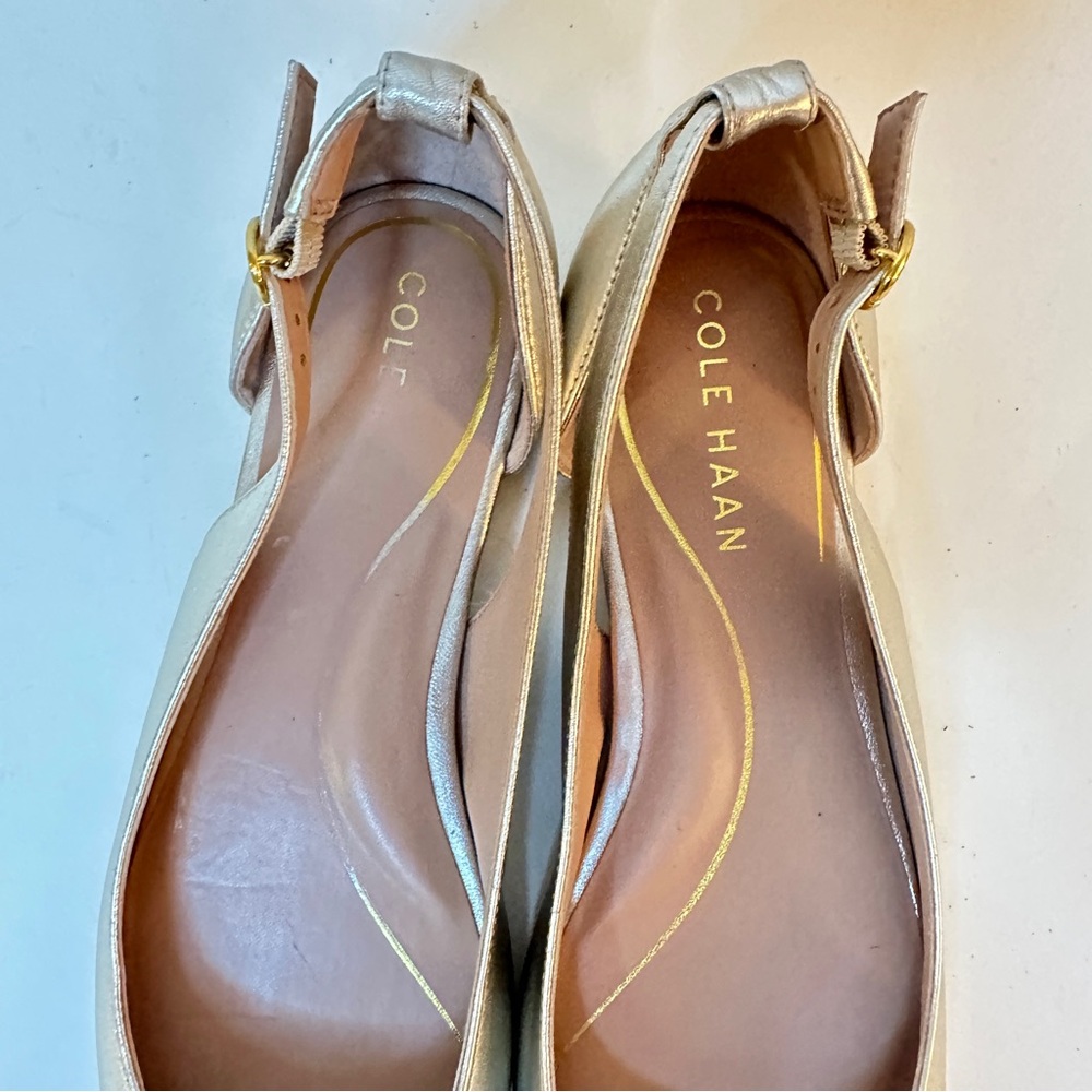 NEW Cole Haan Bria Cutout Soft Gold Leather Women's Ballet Flats, Sz 7 - Picture 5 of 13
